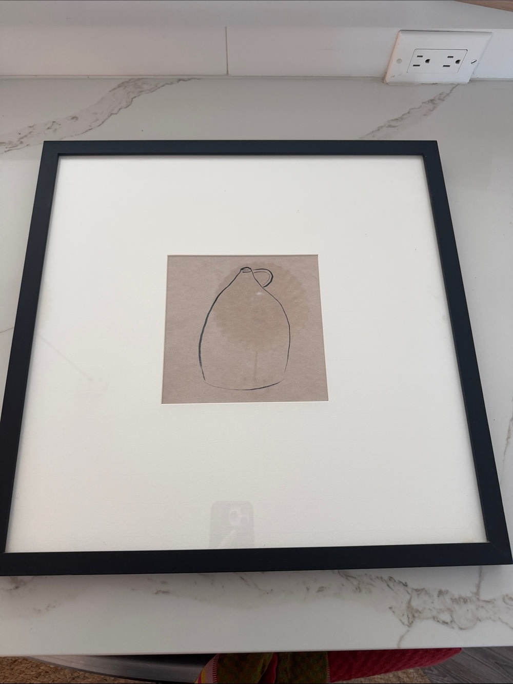 Minimalist Line Art Jug Framed Wall Art - Black Frame